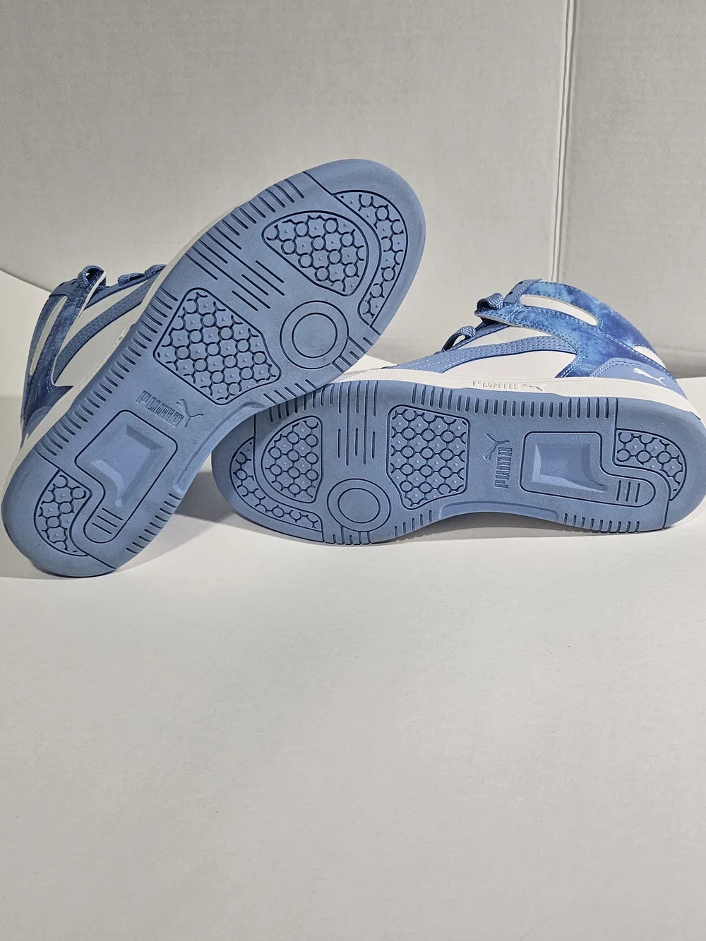 PUMA Rebound LayUp Mid White / Day Dream Blue Marble High Top Sneakers